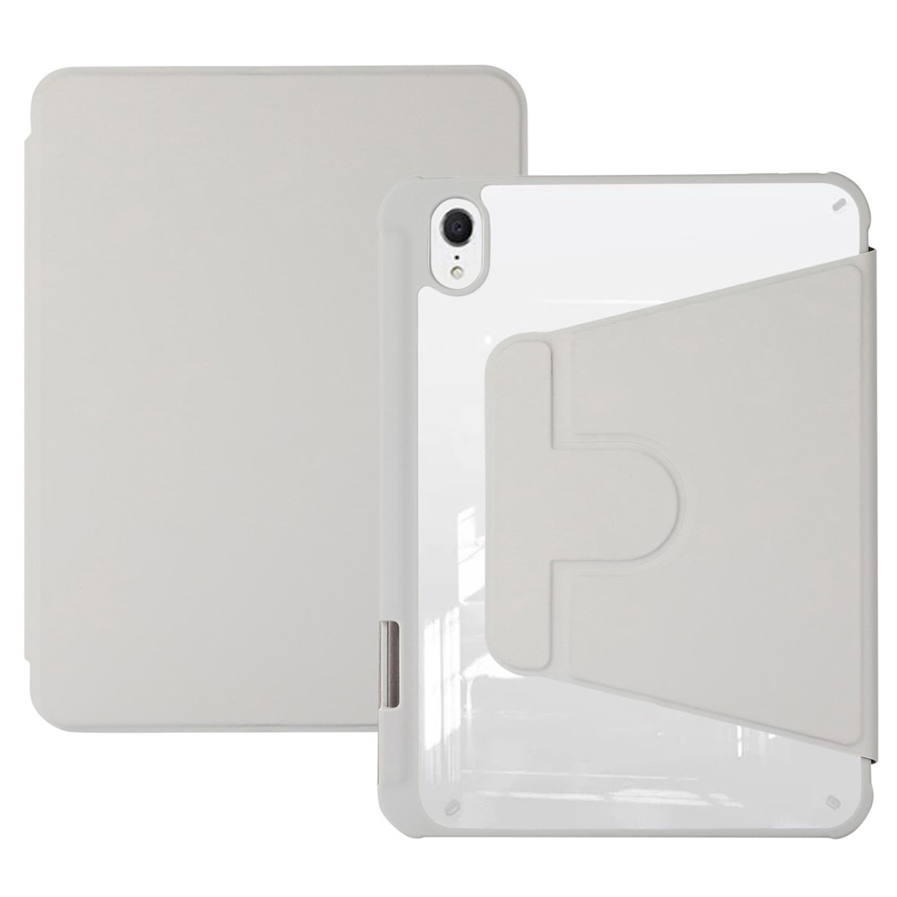 For iPad mini (2024) / mini (2021) Rotary Kickstand Tablet Case PU Leather + TPU + Acrylic Anti-Drop Protective Cover - Grey