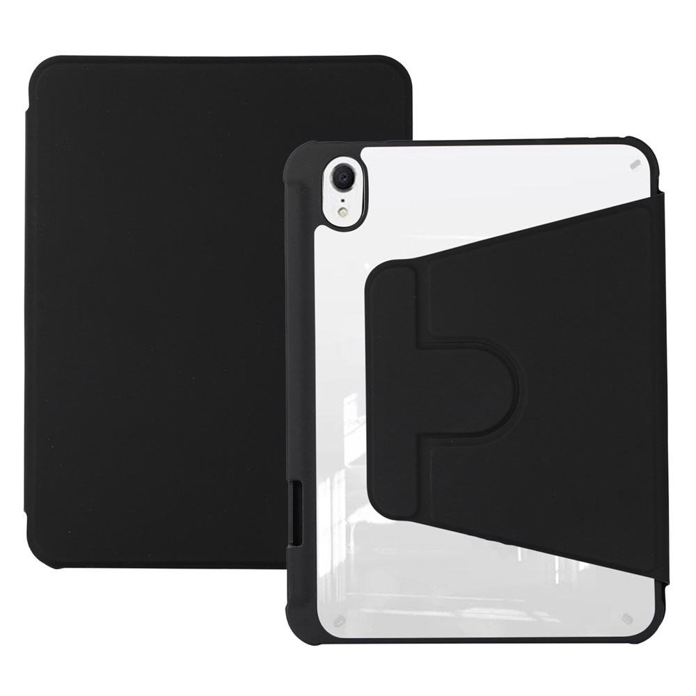 For iPad mini (2024) / mini (2021) Rotary Kickstand Tablet Case PU Leather + TPU + Acrylic Anti-Drop Protective Cover - Black