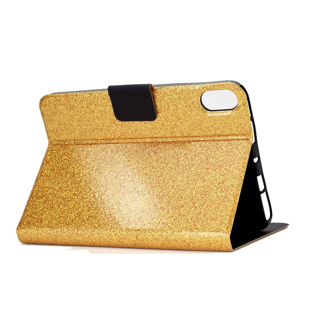 For iPad 10.9 (2022) / iPad 10th Gen Glittery Sparkly Folio Tablet Case PU Leather Magnetic Clasp Protective Cover with Stand Card Holder - Gold-4