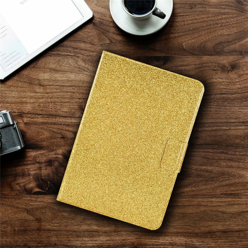 For iPad 10.9 (2022) / iPad 10th Gen Glittery Sparkly Folio Tablet Case PU Leather Magnetic Clasp Protective Cover with Stand Card Holder - Gold-8