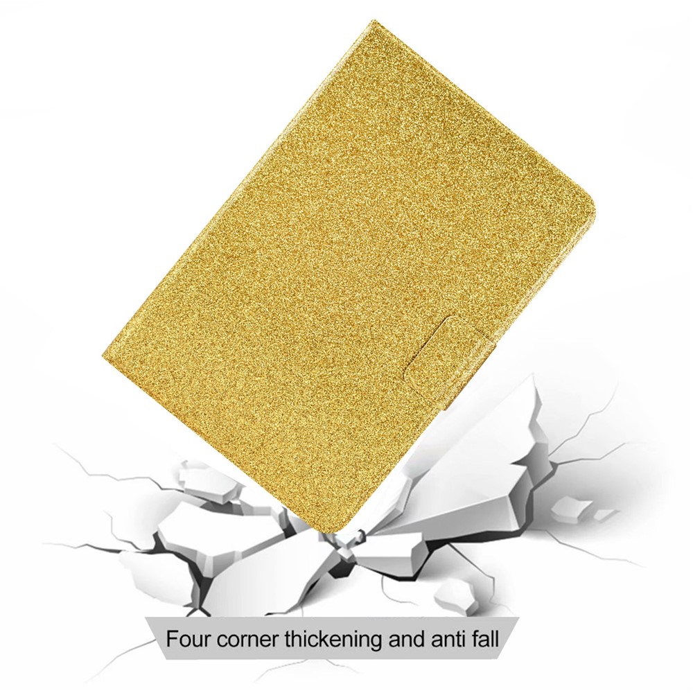 For iPad 10.9 (2022) / iPad 10th Gen Glittery Sparkly Folio Tablet Case PU Leather Magnetic Clasp Protective Cover with Stand Card Holder - Gold-9