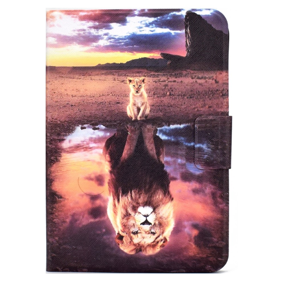 For iPad 10.9 (2022) / iPad 10th Gen Pattern Printing Tablet Case PU Leather Stand Shockproof Auto Wake / Sleep Smart Cover with Card Holder - Lion / Leopard-5