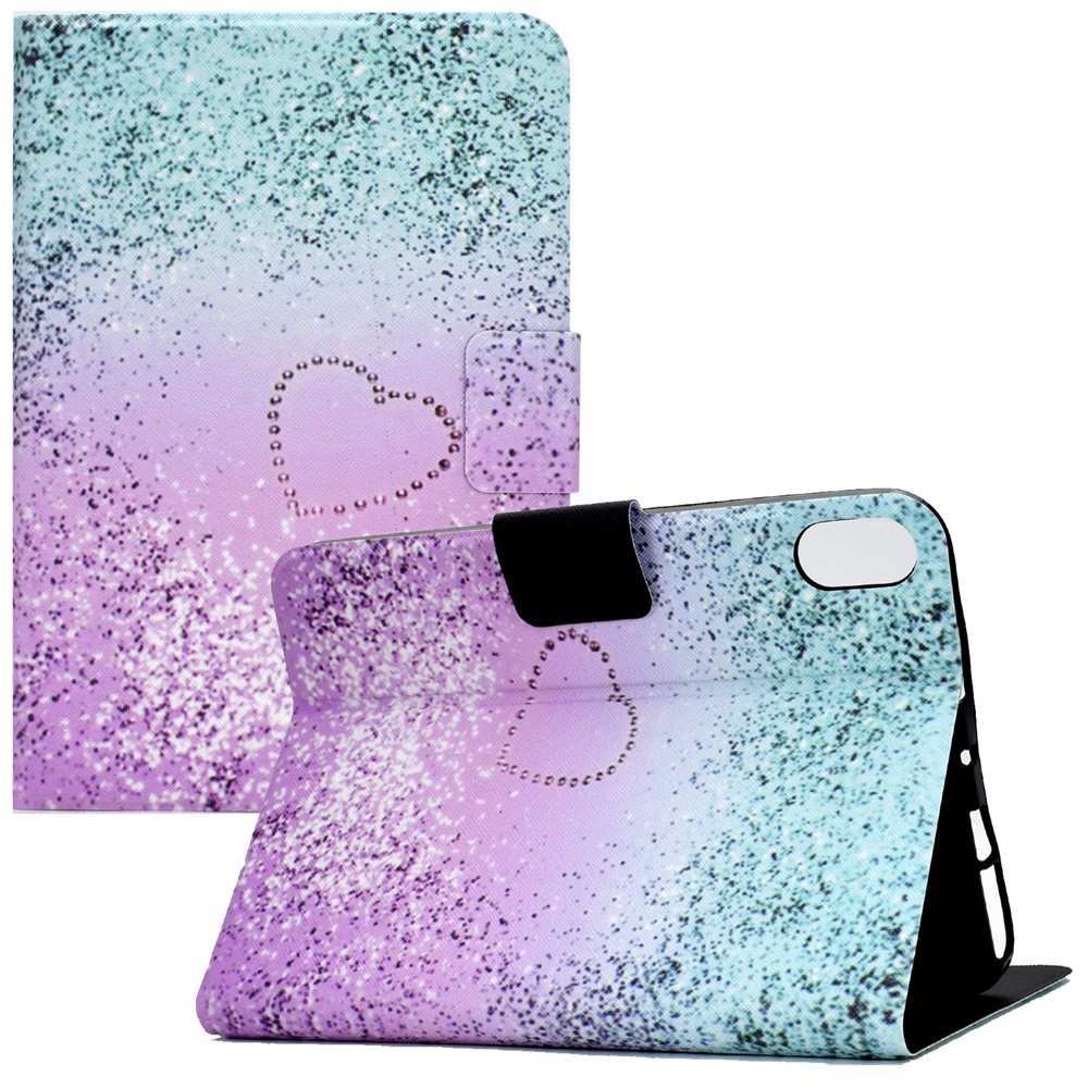 For iPad 10.9 (2022) / iPad 10th Gen Pattern Printing PU Leather Tablet Case Folding Stand Folio Cover with Card Holder - Love Quicksand-1