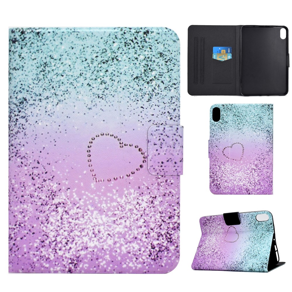 For iPad 10.9 (2022) / iPad 10th Gen Pattern Printing PU Leather Tablet Case Folding Stand Folio Cover with Card Holder - Love Quicksand-11