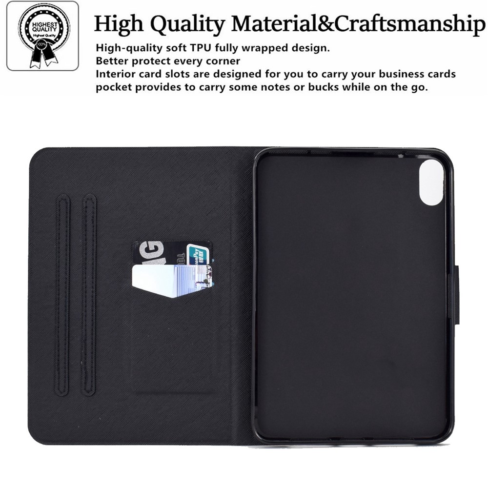 For iPad 10.9 (2022) / iPad 10th Gen Pattern Printing PU Leather Tablet Case Folding Stand Folio Cover with Card Holder - Love Quicksand-7