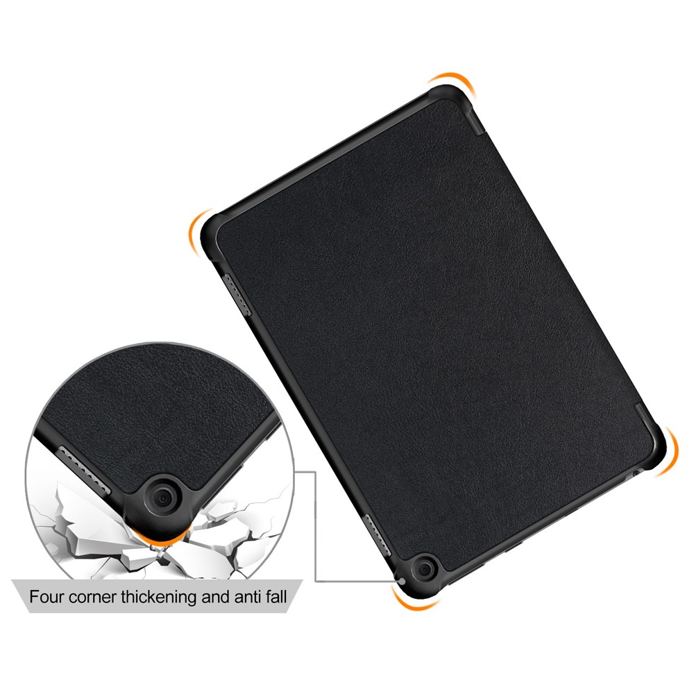For Amazon Fire HD 8 (2020) / HD 8 Plus (2022) PU Leather Shockproof Tablet Case Tri-fold Stand Auto Wake / Sleep Smart Cover - Black-6