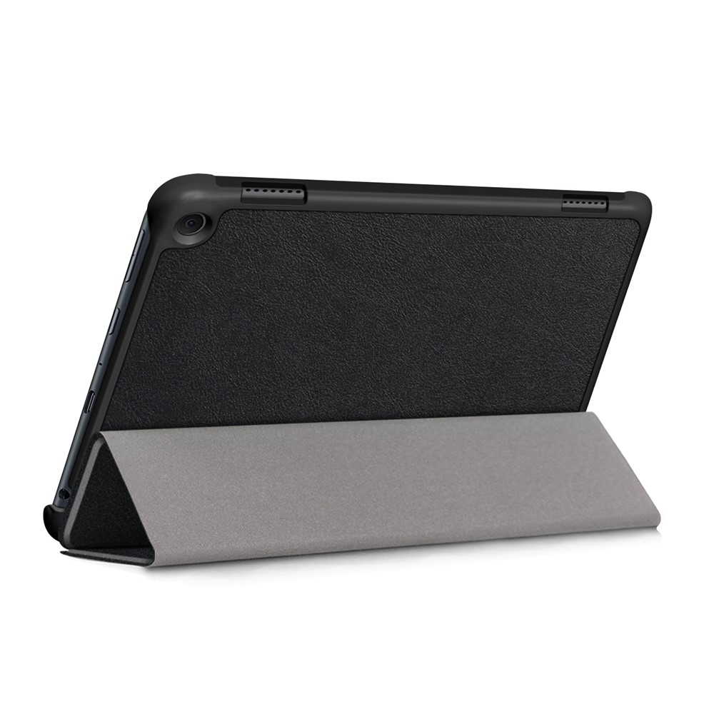 For Amazon Fire HD 8 (2020) / HD 8 Plus (2022) PU Leather Shockproof Tablet Case Tri-fold Stand Auto Wake / Sleep Smart Cover - Black-7