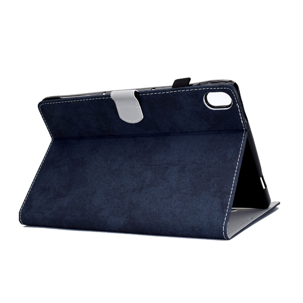 For iPad 10.9 (2022) / iPad 10th Gen Cloth Texture PU Leather Tablet Case Full Protection Stand Card Slot Flip Cover - Dark Blue-6