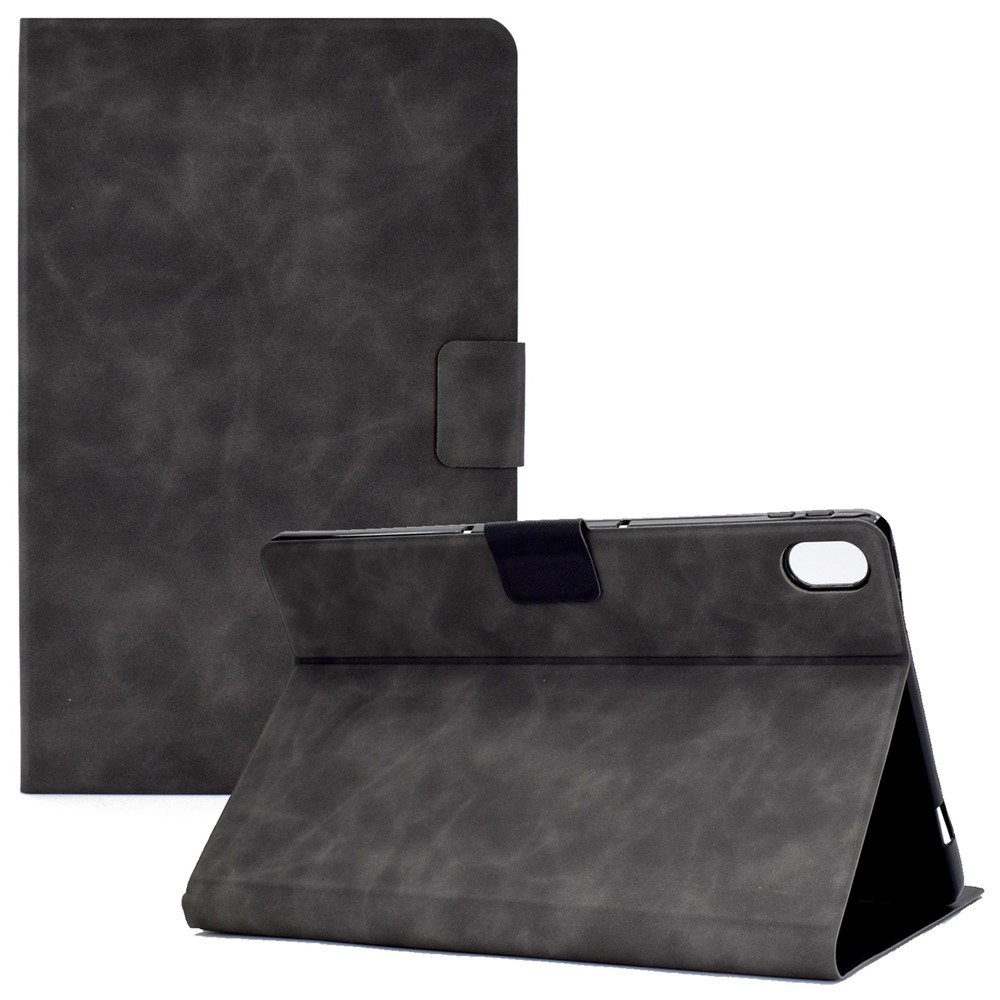 For iPad 10.9 (2022) / iPad 10th Gen Adjustable Stand Folio Tablet Case Cowhide Texture PU Leather Anti-Scratch Cover with Card Holder - Grey-1