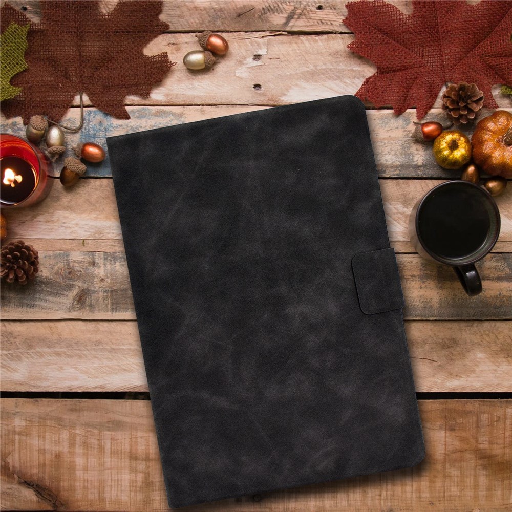 For iPad 10.9 (2022) / iPad 10th Gen Adjustable Stand Folio Tablet Case Cowhide Texture PU Leather Anti-Scratch Cover with Card Holder - Grey-9