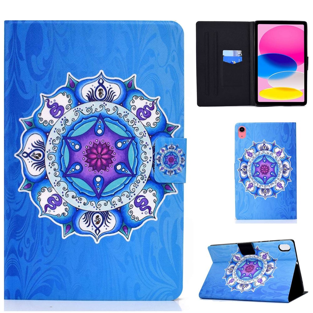 For iPad (2025) / 10.9 (2022) Pattern Printing PU Leather Folio Tablet Case Fold Stand Card Holder Magnetic Flip Cover - Mandala