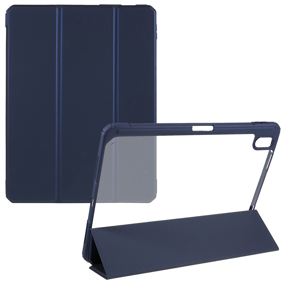 MUTURAL For iPad (2025) / 10.9 (2022) Hybrid TPU+PC Full-Body Protective Case Transparent Back Shockproof Stand Cover with Pen Slot - Navy Blue