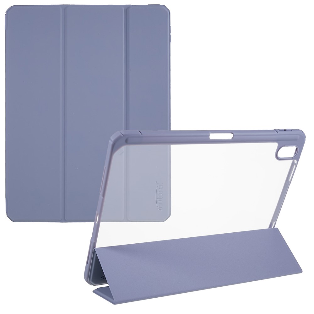 MUTURAL For iPad (2025) / 10.9 (2022) Hybrid TPU+PC Full-Body Protective Case Transparent Back Shockproof Stand Cover with Pen Slot - Purple