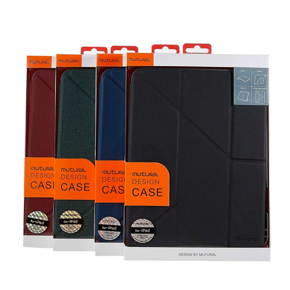 MUTURAL For iPad 10.9 (2022) Protective Case Anti-drop PU Leather Cover with Stand Inner Honeycomb Heat Dissipation TPU Tablet Case - Black-13