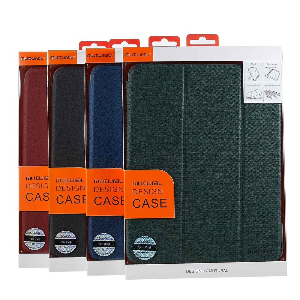 MUTURAL Shockproof Case for iPad 10.9 (2022) PU Leather TPU Case Honeycomb Heat Dissipation Design Tablet Flip Cover with Tri-Fold Stand - Black-12