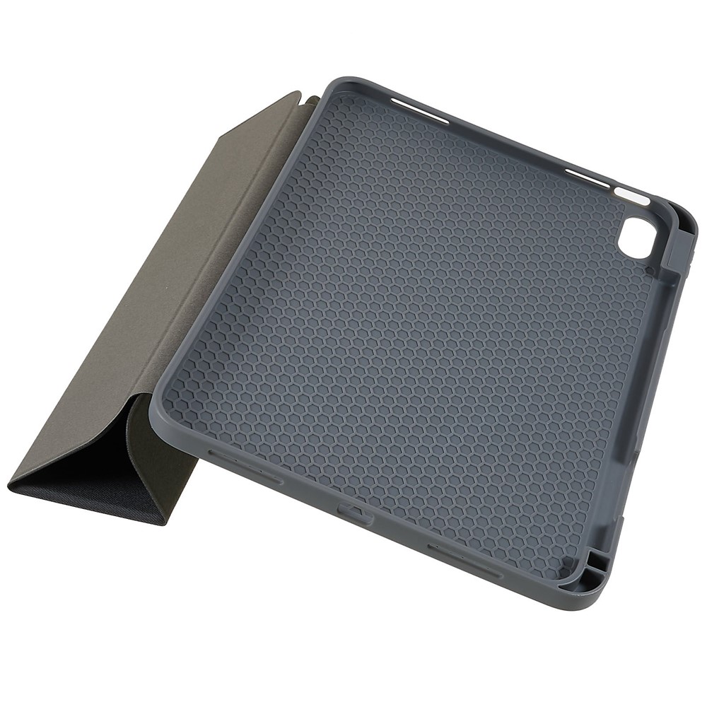 MUTURAL Shockproof Case for iPad 10.9 (2022) PU Leather TPU Case Honeycomb Heat Dissipation Design Tablet Flip Cover with Tri-Fold Stand - Black-4