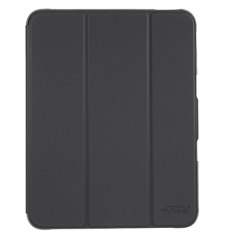 MUTURAL Hard PC TPU Leather Case for iPad 10.9 (2022) Shockproof Folio Flip Cover Anti-Scratch Tablet Case with Tri-Fold Stand - Black-10