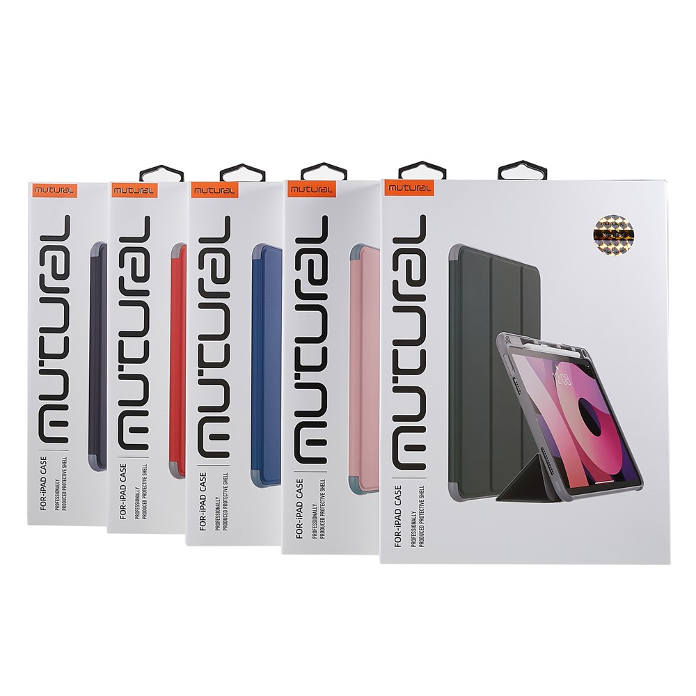 MUTURAL Hard PC TPU Leather Case for iPad 10.9 (2022) Shockproof Folio Flip Cover Anti-Scratch Tablet Case with Tri-Fold Stand - Black-12