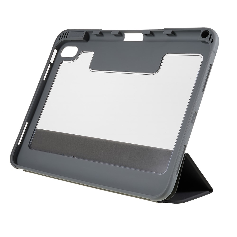 MUTURAL Hard PC TPU Leather Case for iPad 10.9 (2022) Shockproof Folio Flip Cover Anti-Scratch Tablet Case with Tri-Fold Stand - Black-2
