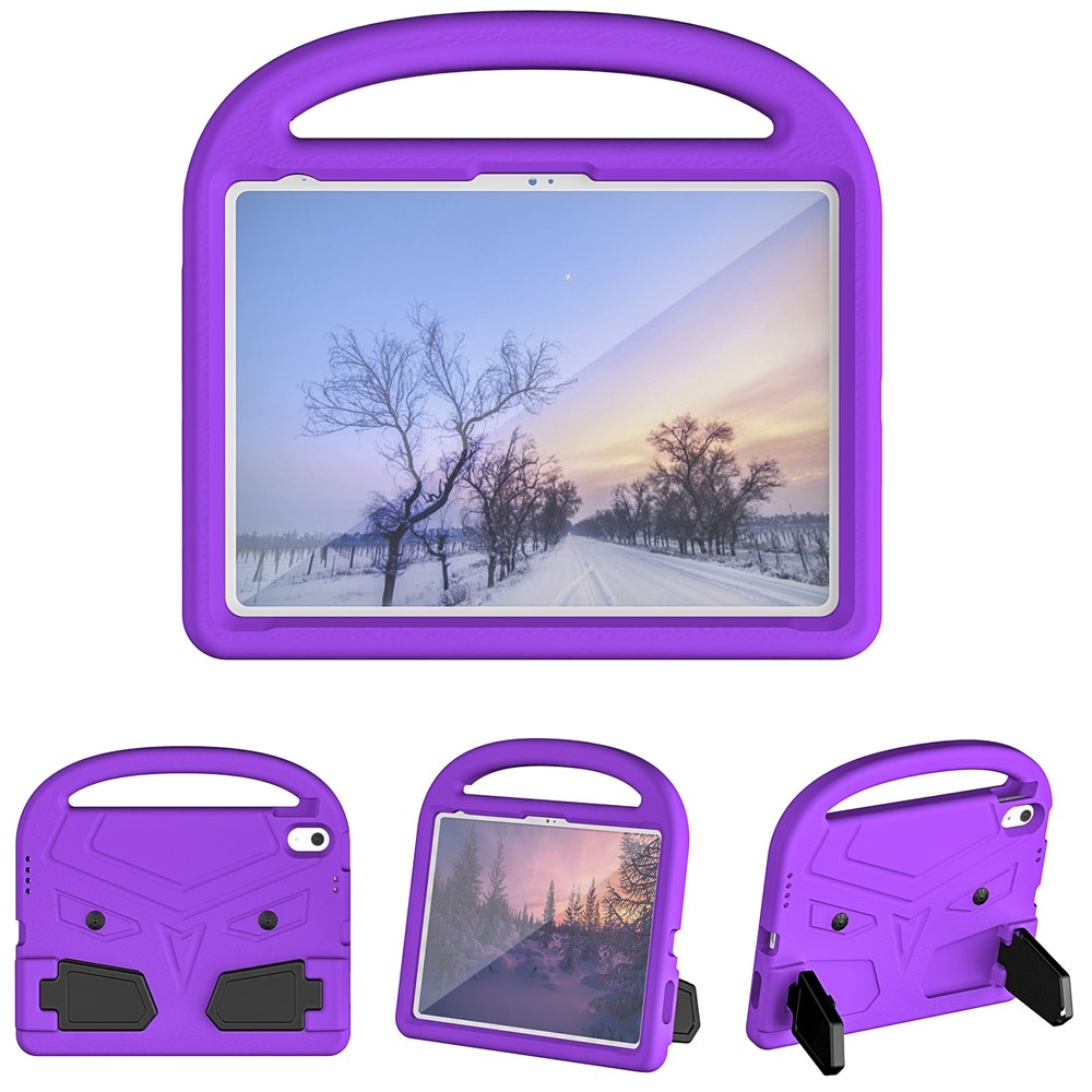 For iPad (2025) / 10.9 (2022) EVA Case Sparrow Style Foldable Kickstand Tablet Cover with Handle - Purple