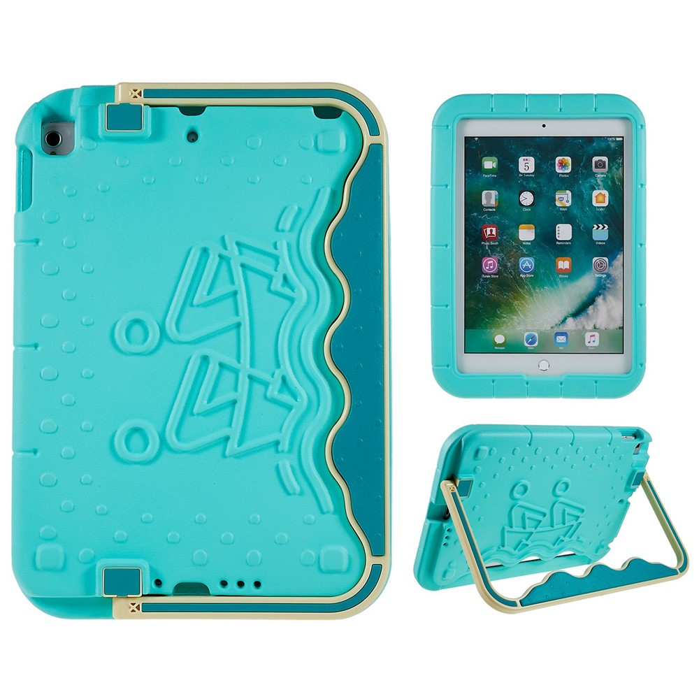 For iPad 10.2 (2021) / (2020) / (2019) / iPad Air 10.5 inch (2019) / iPad Pro 10.5-inch (2017) Anti-drop Kickstand Tablet Case Paddling Boat Style EVA + ABS Protective Cover - Blue