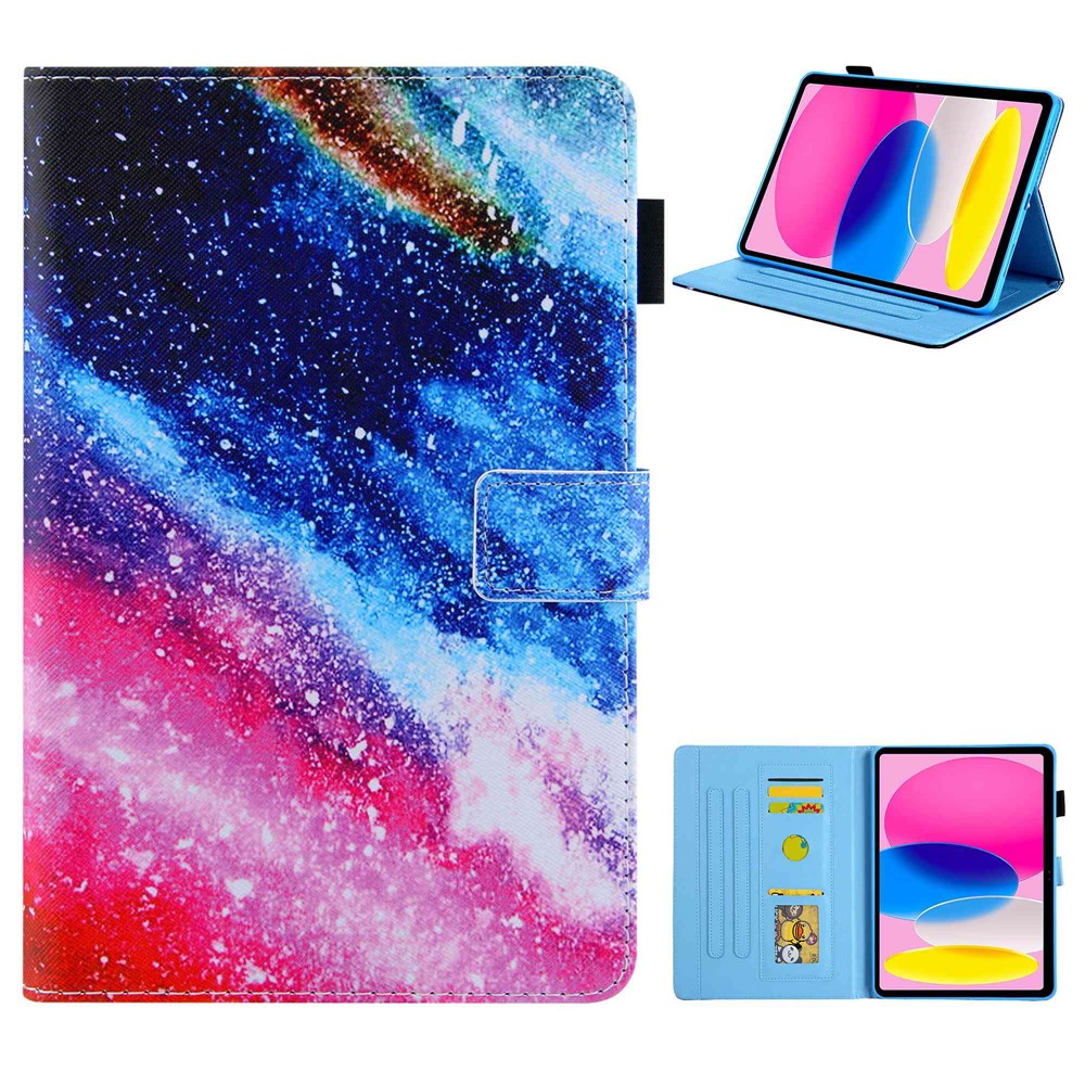 For iPad (2025) / 10.9 (2022) PU Leather Tablet Case Cross Texture Pattern Printing Card Holder Stand - Colorful Sand