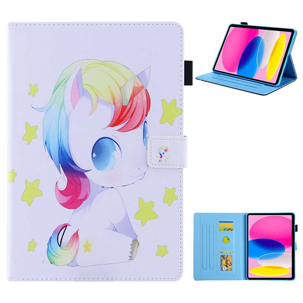 For iPad (2025) / 10.9 (2022) PU Leather Tablet Case Stand Pattern Printing Cover with Card Holder - Baby Horse