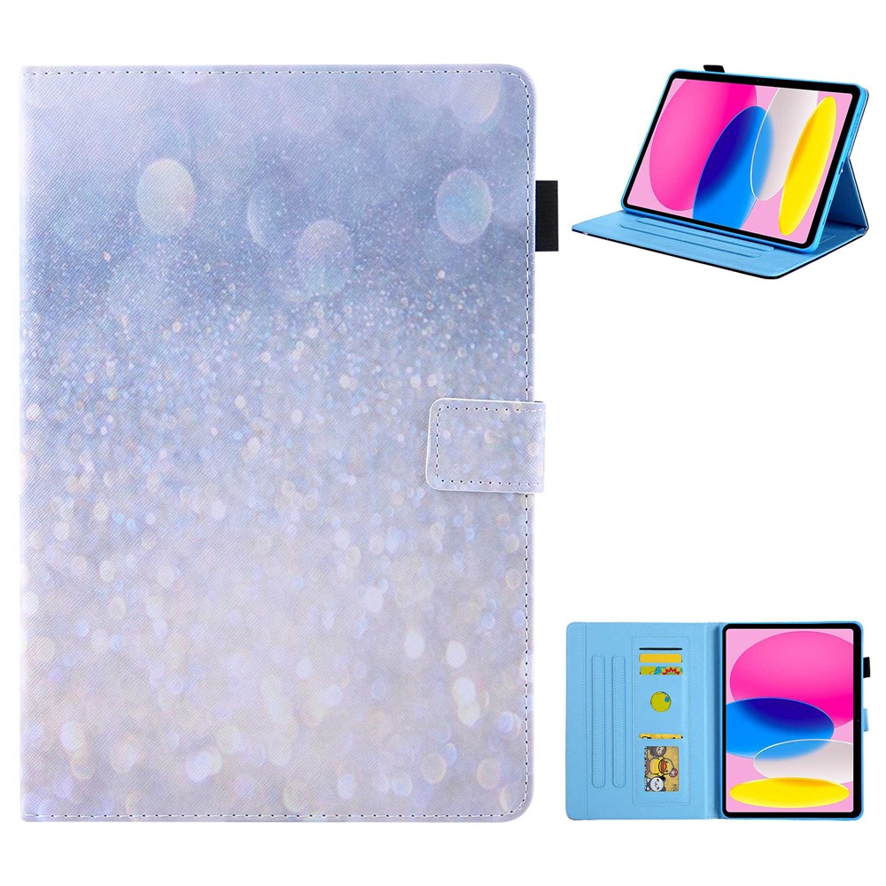For iPad (2025) / 10.9 (2022) PU Leather Tablet Case Stand Pattern Printing Cover with Card Holder - Shiny Sand