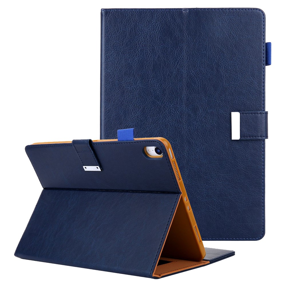 For iPad (2025) / 10.9 (2022) Shockproof Tablet Cover Metal Buckle Wallet Stand Leather Protective Tablet Case - Sapphire