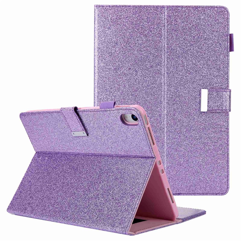 For iPad (2025) / 10.9 (2022) Shockproof Tablet Cover Metal Buckle Wallet Stand Leather Protective Tablet Case - Purple