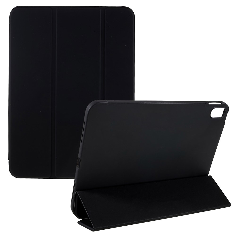 For iPad (2025) / 10.9 (2022) PU Leather Tri-Fold Stand Tablet Case Full Protection Inner TPU Honeycomb Heat Dissipation Cover - Black