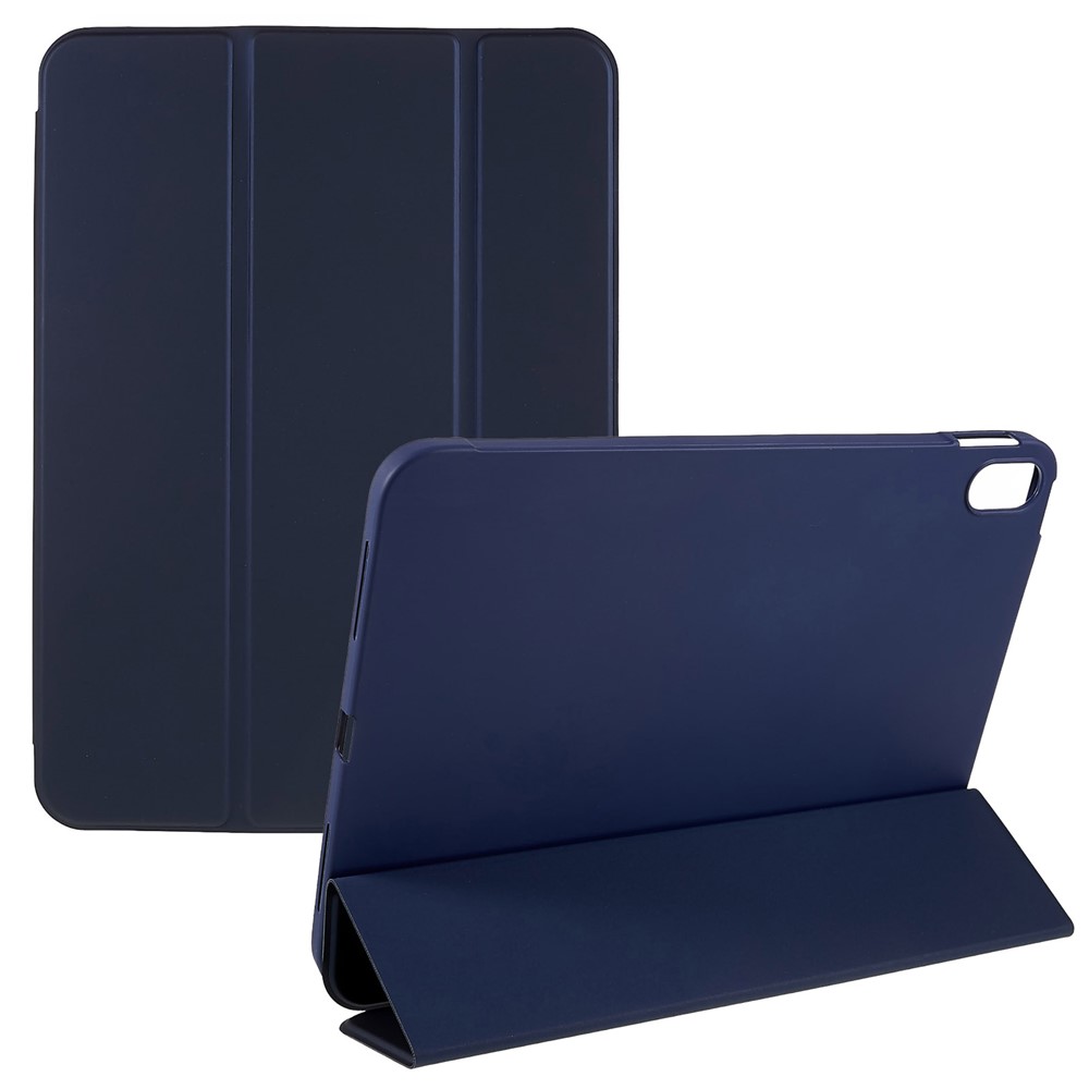 For iPad (2025) / 10.9 (2022) PU Leather Tri-Fold Stand Tablet Case Full Protection Inner TPU Honeycomb Heat Dissipation Cover - Dark Blue