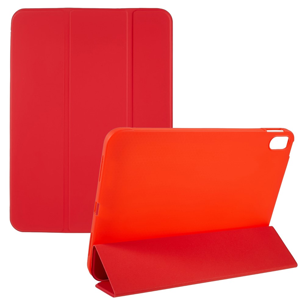 For iPad (2025) / 10.9 (2022) PU Leather Tri-Fold Stand Tablet Case Full Protection Inner TPU Honeycomb Heat Dissipation Cover - Red