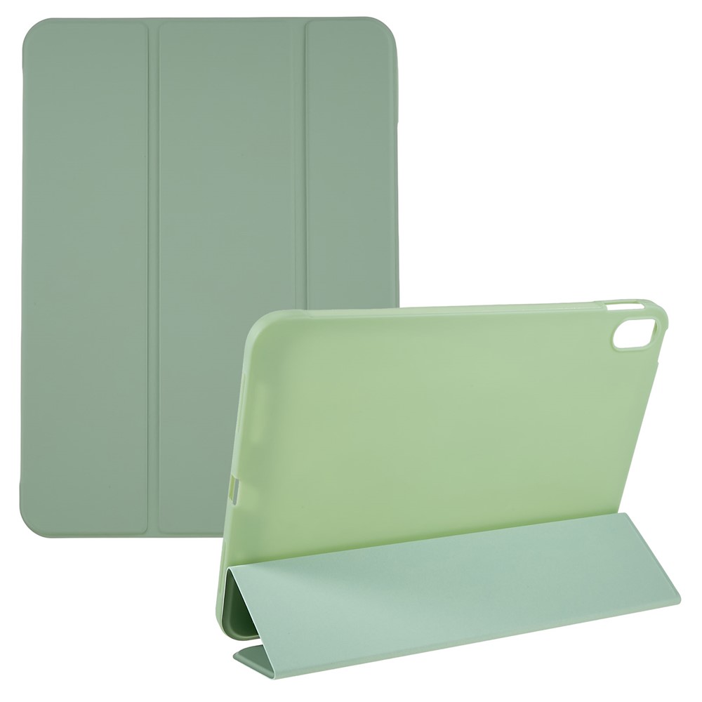 For iPad (2025) / 10.9 (2022) PU Leather Tri-Fold Stand Tablet Case Full Protection Inner TPU Honeycomb Heat Dissipation Cover - Light Green