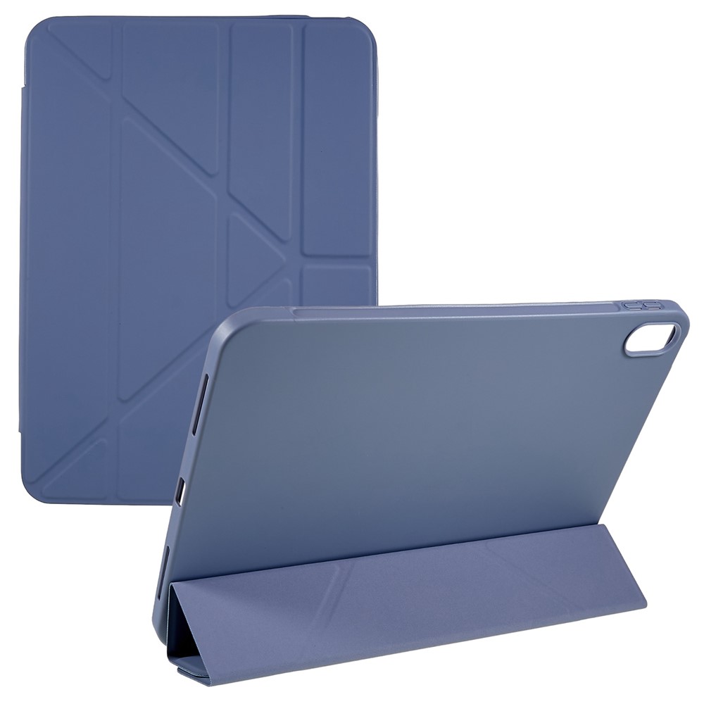 For iPad (2025) / 10.9 (2022) Shockproof Tablet Case Auto Wake / Sleep PU Leather Cover with Origami Stand - Purple
