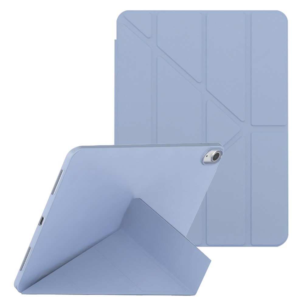 For iPad (2025) / 10.9 (2022) Origami Stand PU Leather + TPU Protective Case Tablet Drop-Proof Cover - Baby Blue