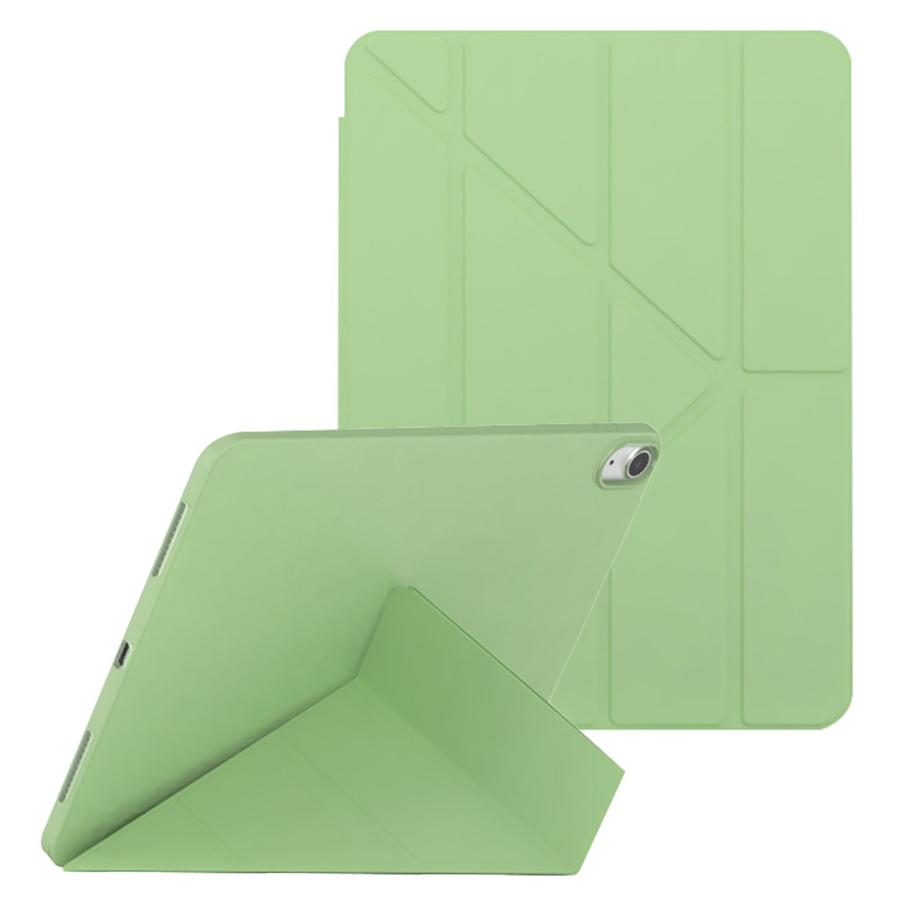 For iPad (2025) / 10.9 (2022) Origami Stand PU Leather + TPU Protective Case Tablet Drop-Proof Cover - Matcha Green
