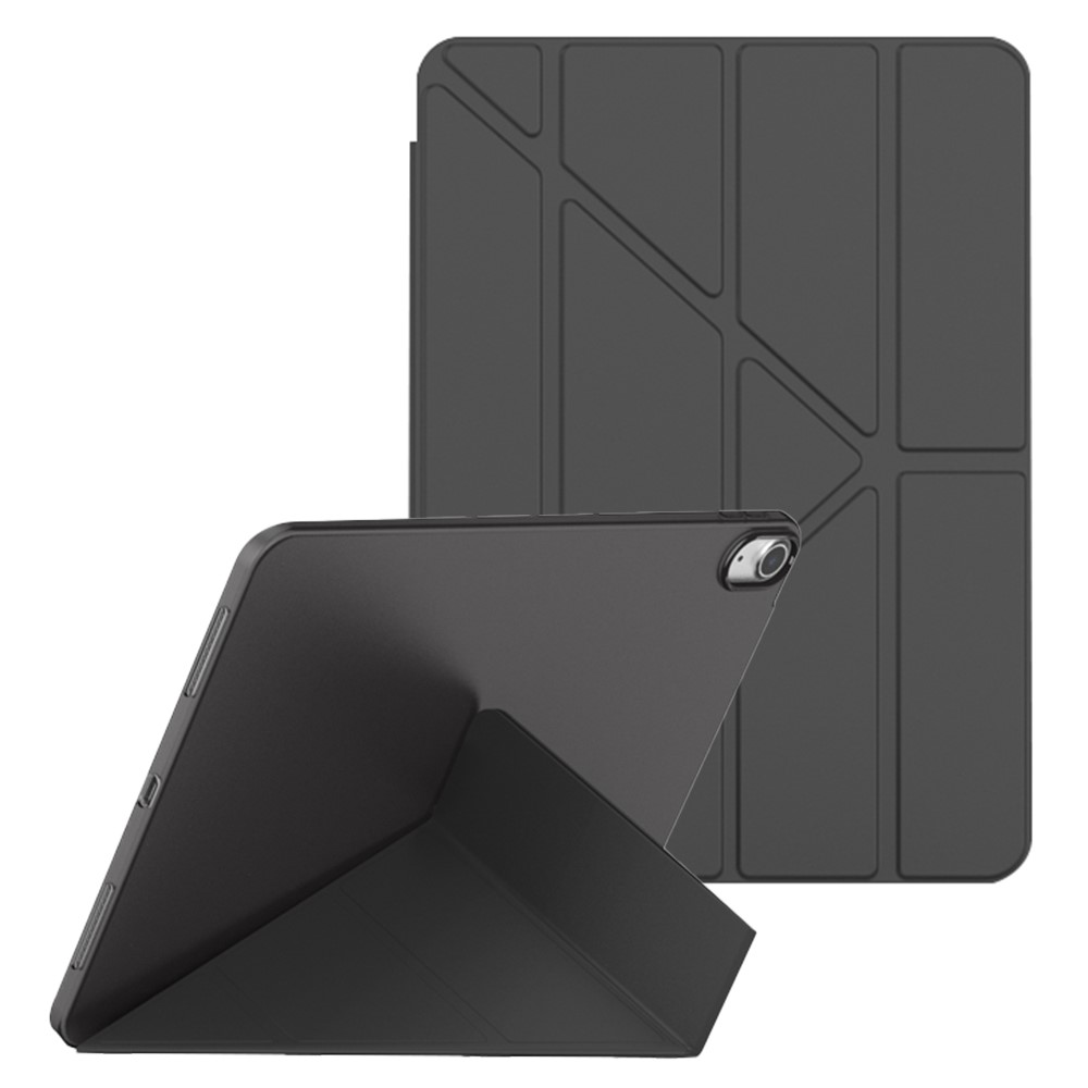 For iPad (2025) / 10.9 (2022) Origami Stand PU Leather + TPU Protective Case Tablet Drop-Proof Cover - Black