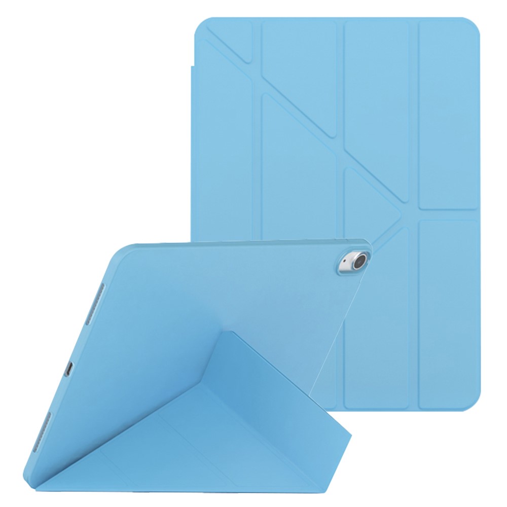 For iPad (2025) / 10.9 (2022) Origami Stand PU Leather + TPU Protective Case Tablet Drop-Proof Cover - Sky Blue