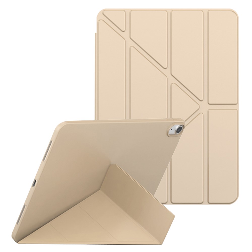 For iPad (2025) / 10.9 (2022) Origami Stand PU Leather + TPU Protective Case Tablet Drop-Proof Cover - Gold