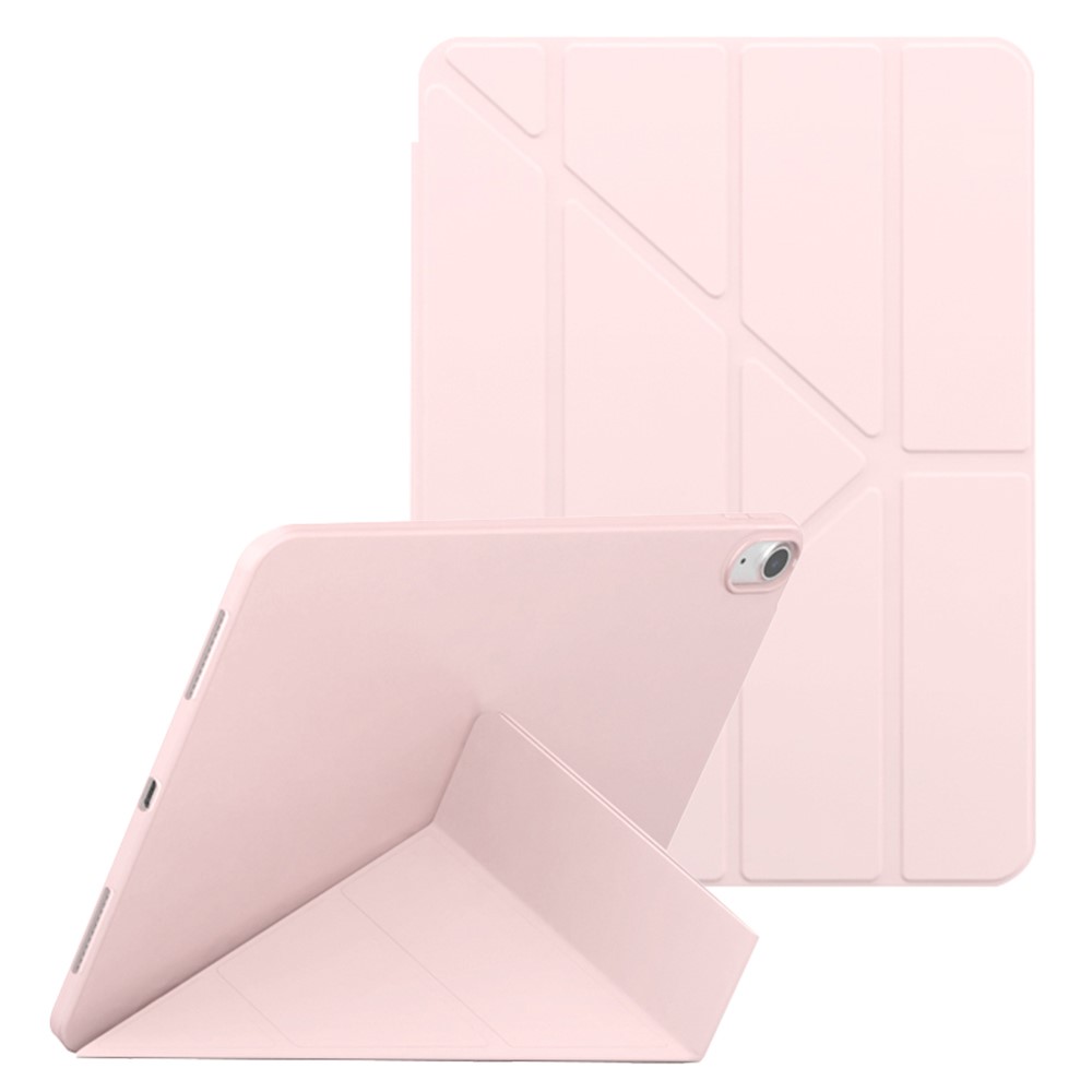 For iPad (2025) / 10.9 (2022) Origami Stand PU Leather + TPU Protective Case Tablet Drop-Proof Cover - Pink