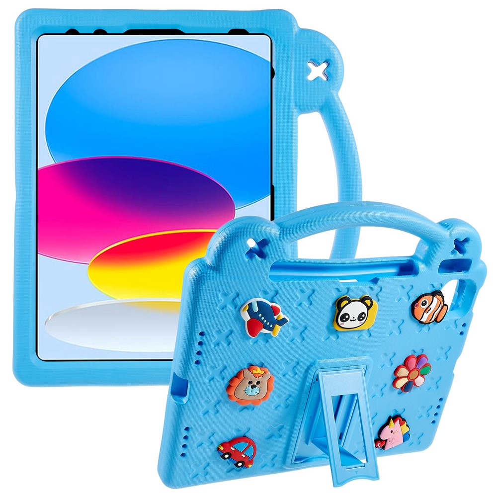 For iPad (2025) / 10.9 (2022) Tablet Cover Dropproof EVA Protective Case with Kickstand - Sky Blue