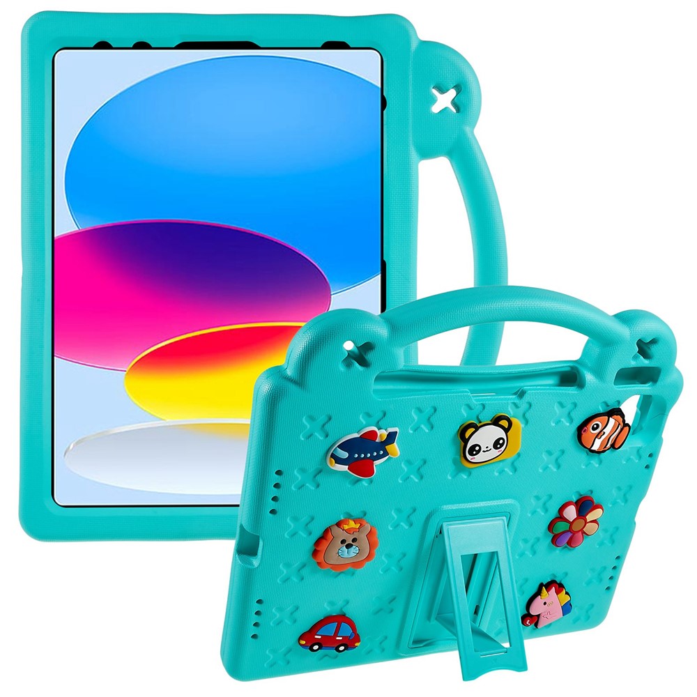For iPad (2025) / 10.9 (2022) Tablet Cover Dropproof EVA Protective Case with Kickstand - Green