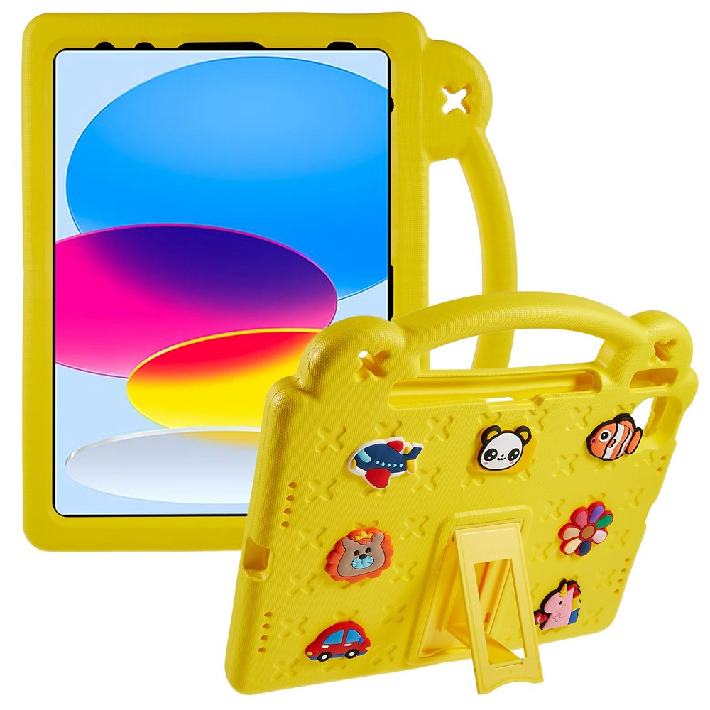 For iPad (2025) / 10.9 (2022) Tablet Cover Dropproof EVA Protective Case with Kickstand - Yellow