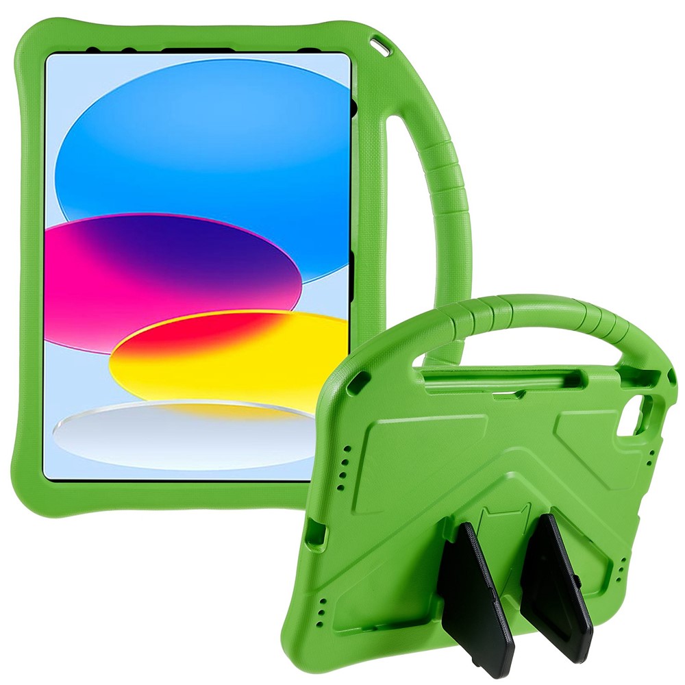 For iPad (2025) / 10.9 (2022) EVA Rugged Shockproof Tablet Cover Convertible Handle Kickstand Protective Kids Case - Green