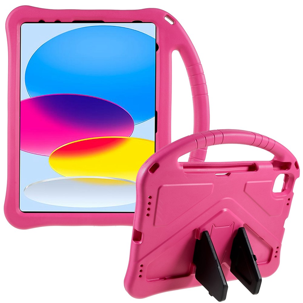 For iPad (2025) / 10.9 (2022) EVA Rugged Shockproof Tablet Cover Convertible Handle Kickstand Protective Kids Case - Rose