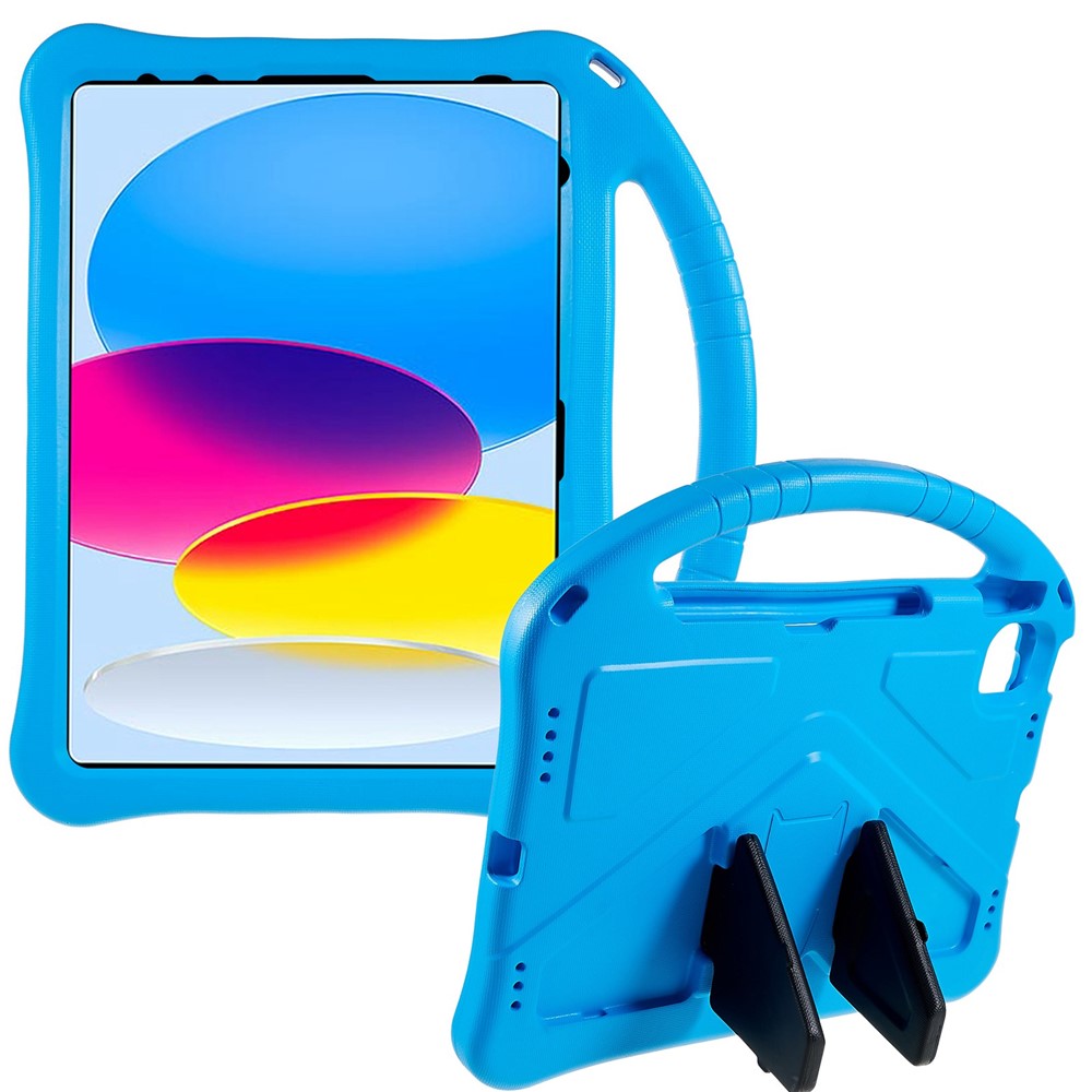For iPad (2025) / 10.9 (2022) EVA Rugged Shockproof Tablet Cover Convertible Handle Kickstand Protective Kids Case - Blue
