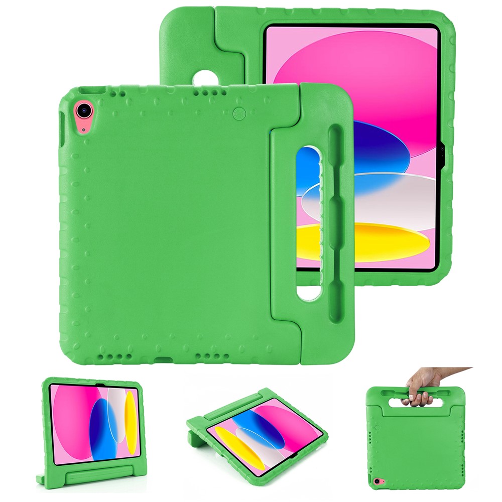 For iPad (2025) / 10.9 (2022) Protective EVA Case Anti-Fall Tablet Cover Shockproof Case with Kickstand Handle - Green