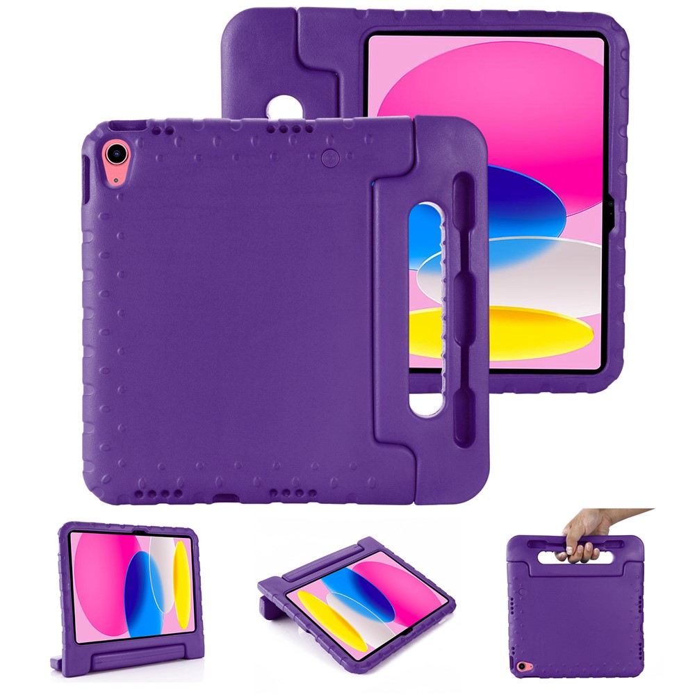 For iPad (2025) / 10.9 (2022) Protective EVA Case Anti-Fall Tablet Cover Shockproof Case with Kickstand Handle - Purple
