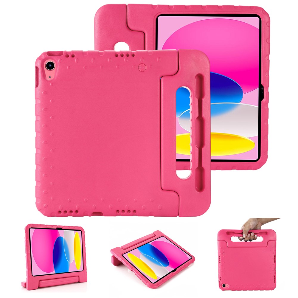 For iPad (2025) / 10.9 (2022) Protective EVA Case Anti-Fall Tablet Cover Shockproof Case with Kickstand Handle - Rose
